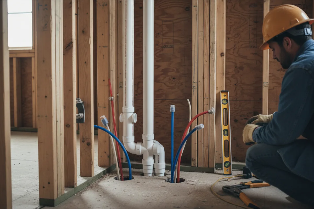 Drain and supply rough-in during Leak Detection in Ola